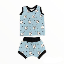 Load image into Gallery viewer, Singlet &amp; Bummies Set - Blue Dogs
